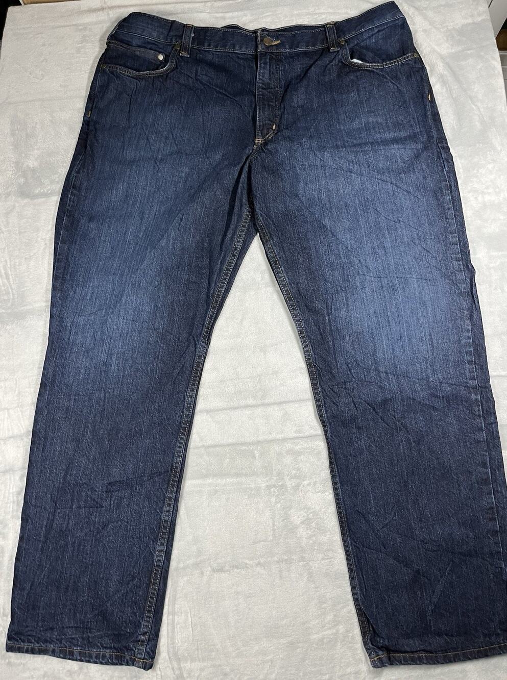 Carhartt BD5119-M Relaxed Fit 5-Pocket Jeans 42X32 Dark Wash Waist is 44"